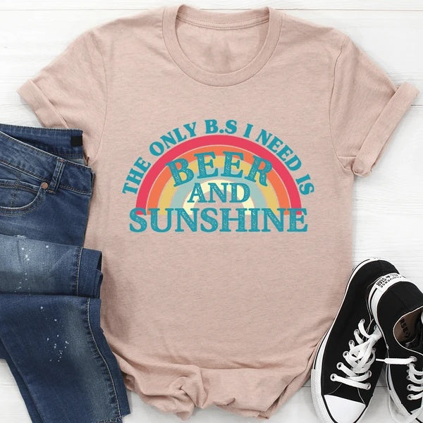 Beer & Sunshine T-Shirt – 100% Cotton, Relaxed & Fun Summer Wear